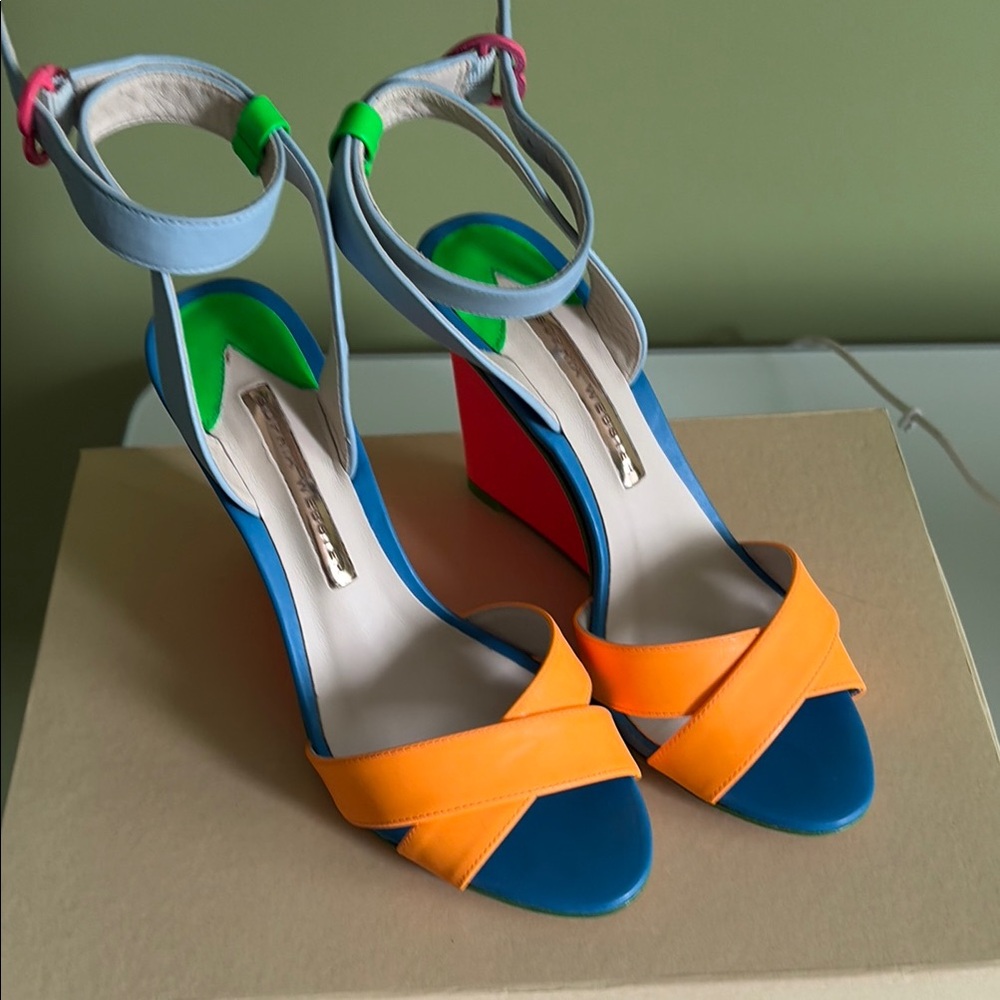 Colorblock Orange & Blue Women’s Ankle-Strap Sandals by Sophia Webster